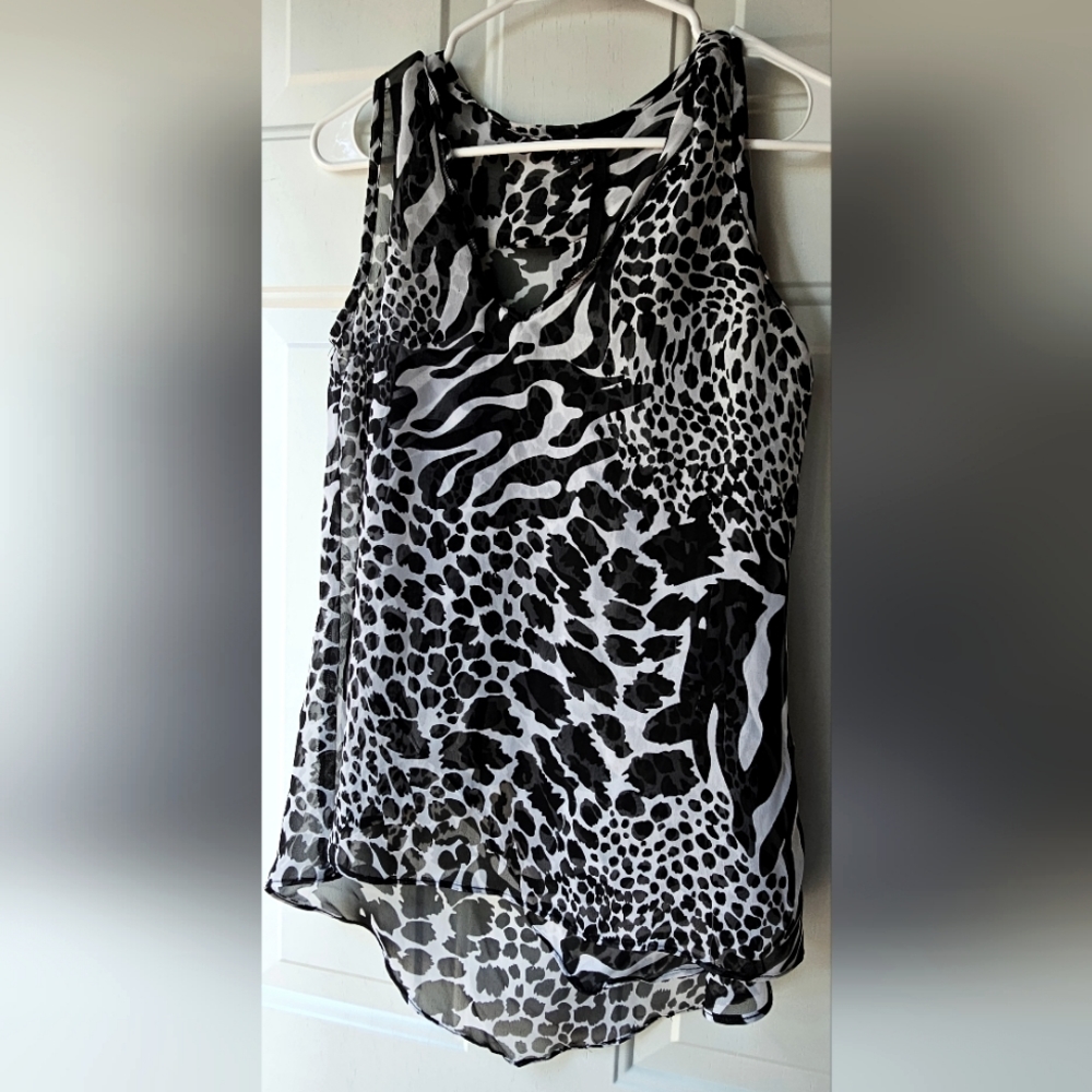 Animal Print Sheer Blouse Medium